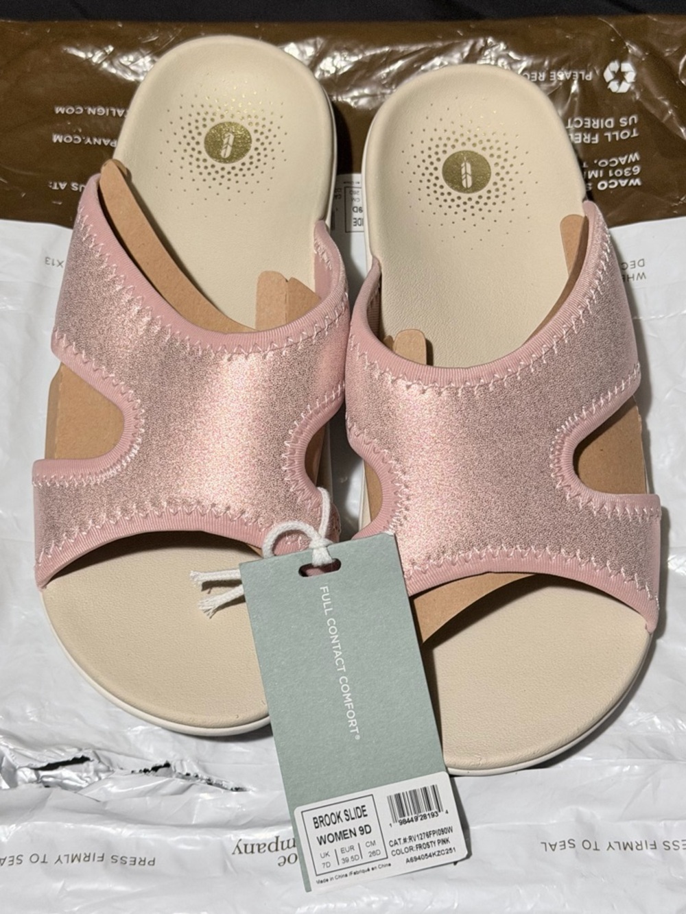 REVITALIGN Women’s Metallic Pink Slide Sandals